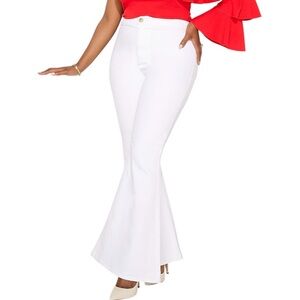 New Studio Park Vanessa Herring White Denim Flare Leg Jeans Size 10